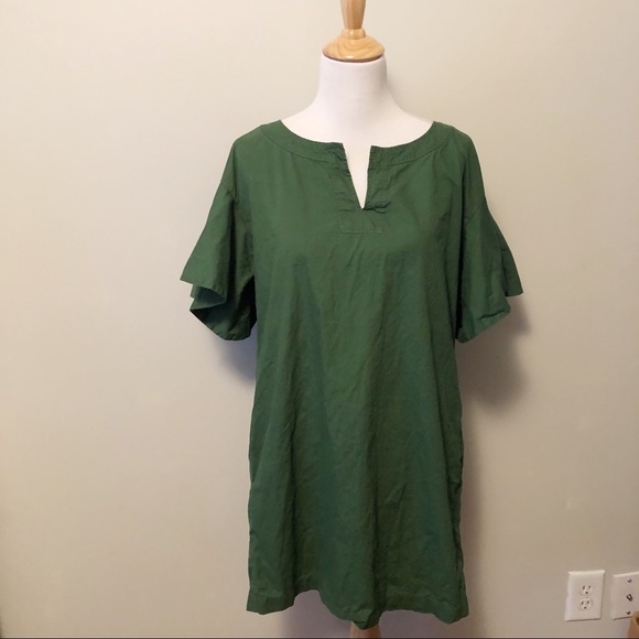 Anthropologie Green Flutter Sleeve Short Dress M - Picture 5 of 8